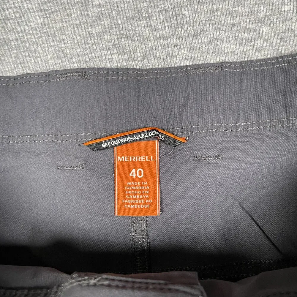 Merrell Shorts Mens 40 Gray Lightweight Hiking Nylon Zip Pockets Athletic